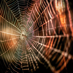 Wall Mural - abstract illustration of a shiny spider web on a colored background, creating a blurry pattern of li
