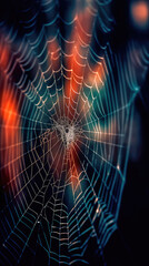 Wall Mural - abstract illustration of a shiny spider web on a colored background, creating a blurry pattern of li