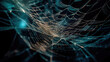 © keks20034 - Abstract illustration of a shiny spider web on a colored background, creating a blurry pattern of lines and shapes. Generative AI