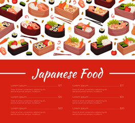 Canvas Print - Japanese Food Banner Design with Served Meal in Container Vector Template