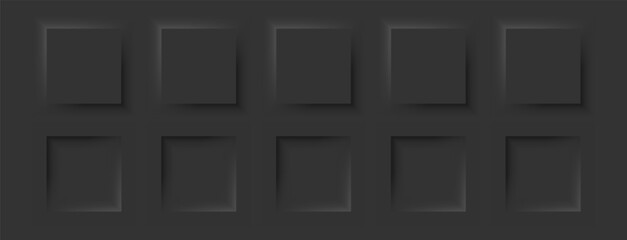 Wall Mural - square buttons in a neomorphic style. a set of user interface design elements in black. vector illus