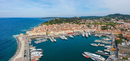 Wall Mural - View of Saint Tropez city and port, Cote d'Azur, France, South Europe