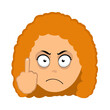 vector illustration face of a cartoon redhead woman making a fuck you gesture with her hand