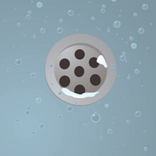 Illustration Of A Drain Plug Hole With Bubbles Ideal Concept Image