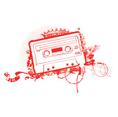 Wall Mural - Cassette Tape Stencil . Vector illustration.