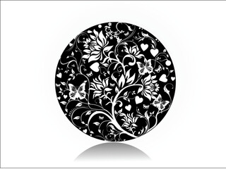 Sticker - This is vector illustration background of abstract grunge floral