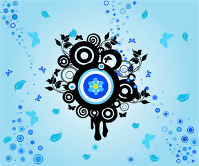 Wall Mural - Background with circles and floral elements - ivector