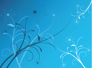 Sticker - Floral vector with swirl and curvy vines. Shapes and colors can be changed.