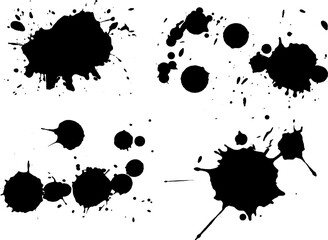 4 black splats (isolated vectors and on seperate layers) background is transparent so they can be ov