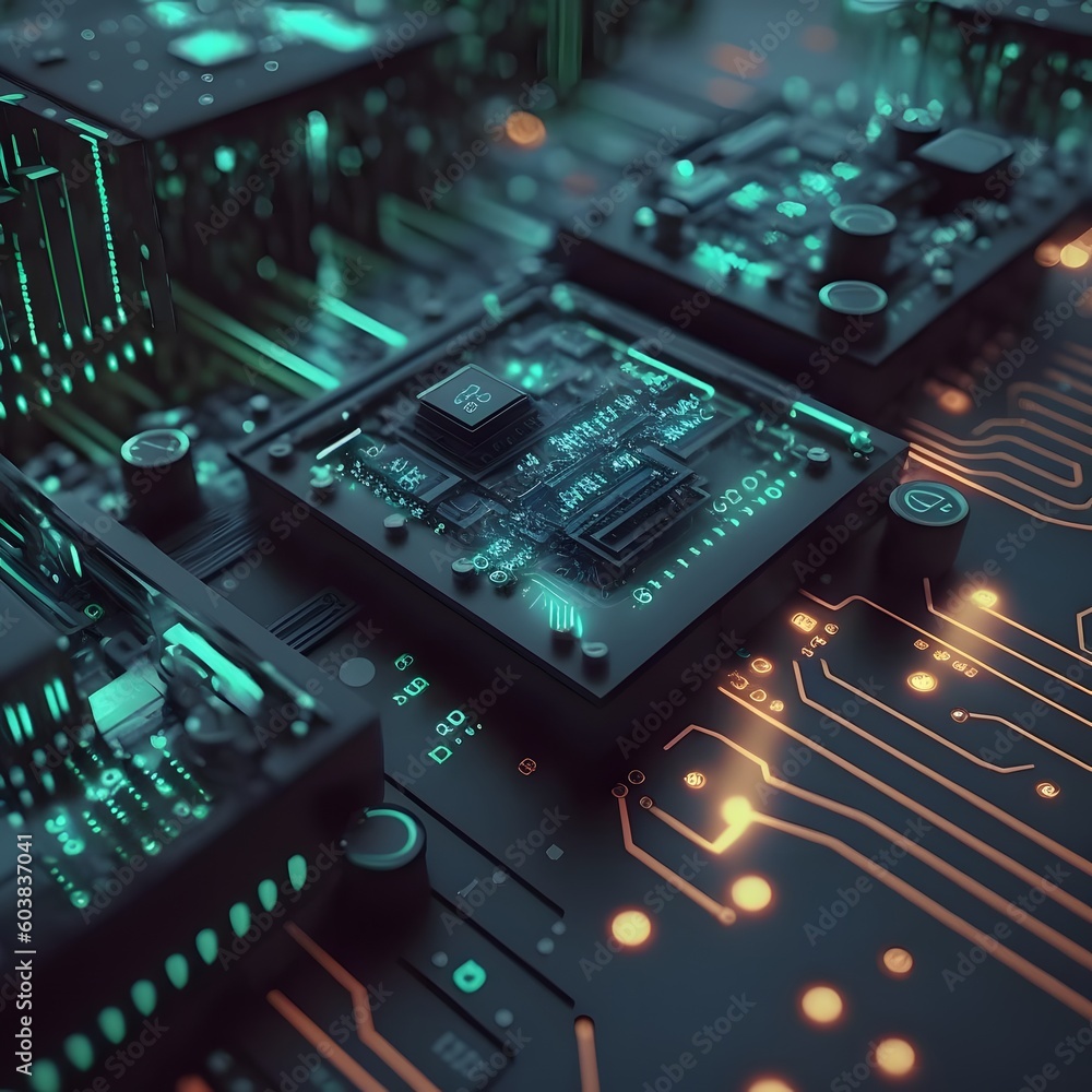 Abstract Binary Code and Signals Over Circuit Boards - A Futuristic and ...