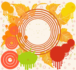 Canvas Print - Grunge floral background in orange design, vector illustration