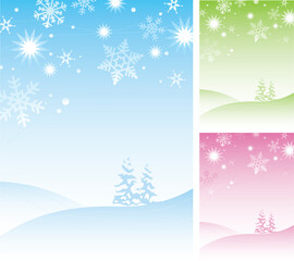 Sticker - Winter Snowflake Background in 3 Colors. Flexible, easy-edit file