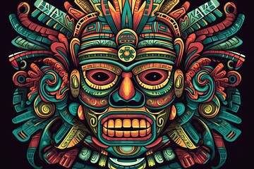 illustration, maya aztec colorful, ai generative