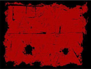 Sticker - Black Grunged Border with a Red background