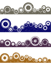 Wall Mural - 4 Landscape circle vector elements with grunge effects. Each in a separate group