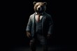 © top images - An anthropomorphic bear dressed in a business suit like a boss. AI generated, human enhanced