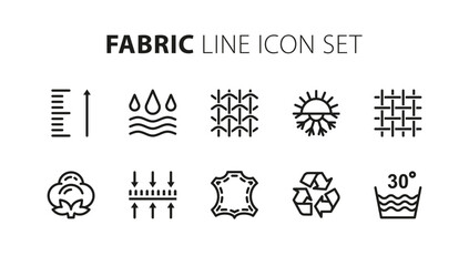 fabric line icon set 1. black line icon on white background