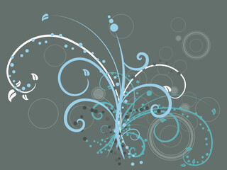 Sticker - Floral vector with swirl and curvy vines.