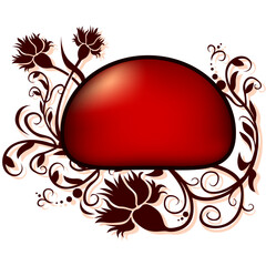 Canvas Print - Floral banner 04 - highly detailed floral ornaments and red glass banner