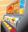 An illustration of a slot machine about to pay out on cherries! No meshes used