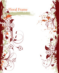 Poster - Abstract grunge floral frame, element for design, vector illustration