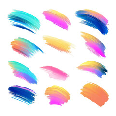 Wall Mural - Isolated colorful brush strokes. Multicolor gradient collection. Vector Illustration
