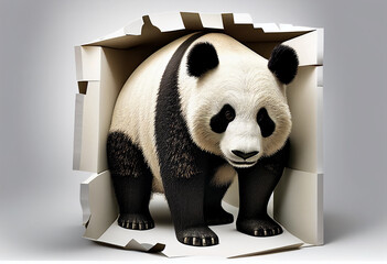 Panda in 3D style on a white background. AI Generated