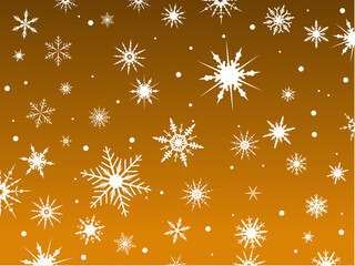 Poster - Border of snowflakes fading into an Orange background