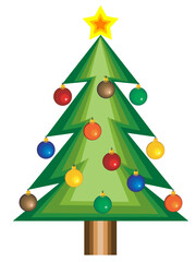 Wall Mural - Vector Christmas background with tree and star.