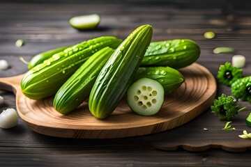 Wall Mural - fresh vegetables on wooden table