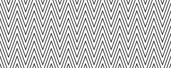 Wall Mural - Zig zag seamless pattern. Black and white chevron ornament background. Repeating herringbone texture with diagonal lines. Textile design swatch. Vector illustration