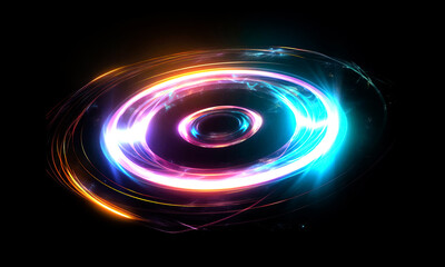 Wall Mural - glow swirl light effect. circular lens flare. abstract rotational lines on transparent background