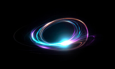 Wall Mural - glow swirl light effect. circular lens flare. abstract rotational lines on transparent background