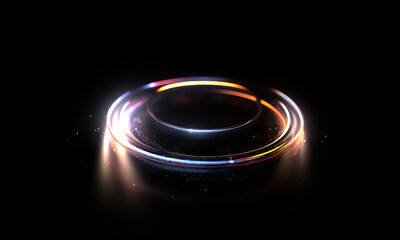 Wall Mural - glow swirl light effect. circular lens flare. abstract rotational lines on transparent background