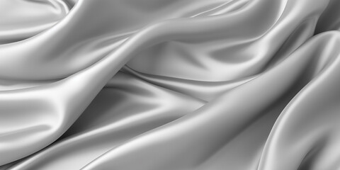 Wall Mural - Soft gray silk satin background, elegant wavy fold by generative AI tools