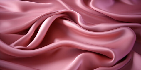 Wall Mural - Dusky rose silk satin background, elegant wavy fold by generative AI tools