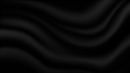 abstract blank black soft creased satin fabric folding texture background for decorative graphic design

