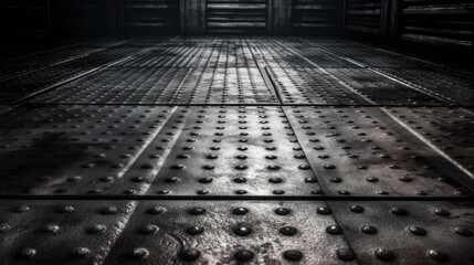 grunge metal floor horror scenario background. Generative AI