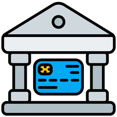 Sticker - bank outline color icon