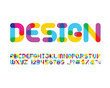 Colorful overlapping designer font set - Bold version