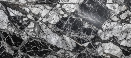Wall Mural - black white marble stone surface background. generative ai technology.