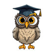 © Ann - Owl Graduation ceremony Bird Cartoon, graduation gown, animals, square Academic Cap, Colorful Whimsical owl modern pop art style, Whimsical owl illustration, simple creative design.