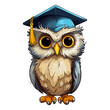 © Ann - Owl Graduation ceremony Bird Cartoon, graduation gown, animals, square Academic Cap, Colorful Whimsical owl modern pop art style, Whimsical owl illustration, simple creative design.