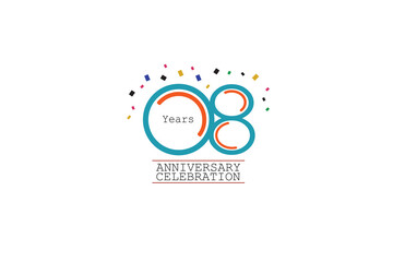 8th, 8 years, 8 year anniversary 2 colors blue and orange on white background abstract style logotype, vector design for celebration vector