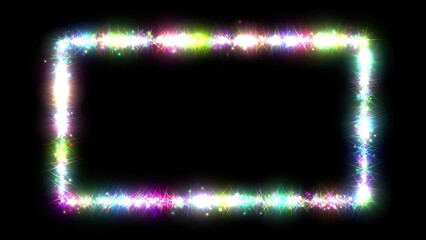 Wall Mural - Beautiful illustration of colorful glitter particles frame on plain black background