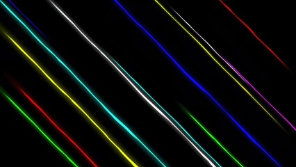 Wall Mural - Colorful light streaks on plain black background