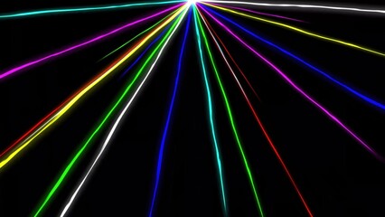 Wall Mural - Colorful light streaks on plain black background