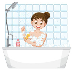 Sticker - A female teen taking a bath