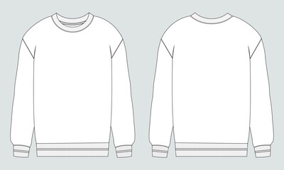 Long sleeve sweatshirt vector illustration template front and back views
