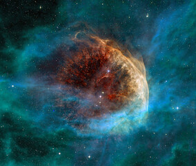 Wall Mural - wr 134 ring nebula in green light.